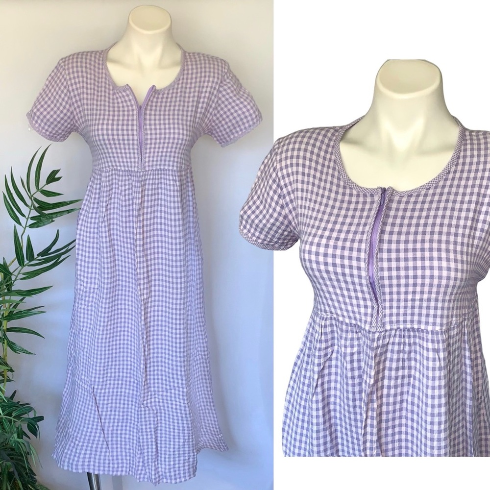 c h e c k :: Vintage Gingham Cottage Core Peasant Dress